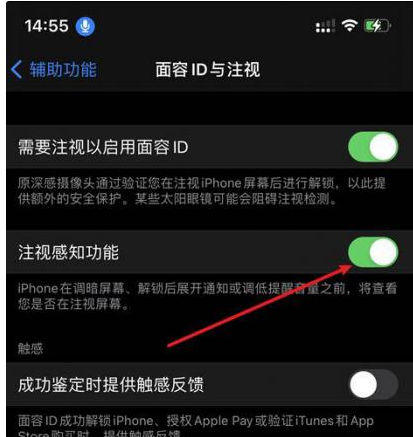 福山镇苹果14维修网点分享iPhone14注视感知功能有什么用 