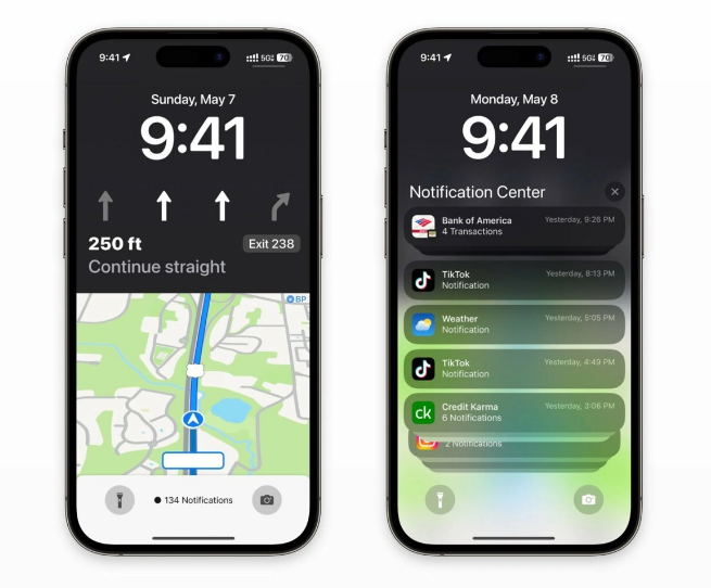 福山镇苹果维修服务分享iOS17锁屏地图导航半屏显示长什么样 